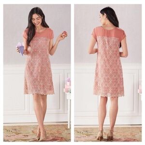 Sundance Coral Lace Mini Dress